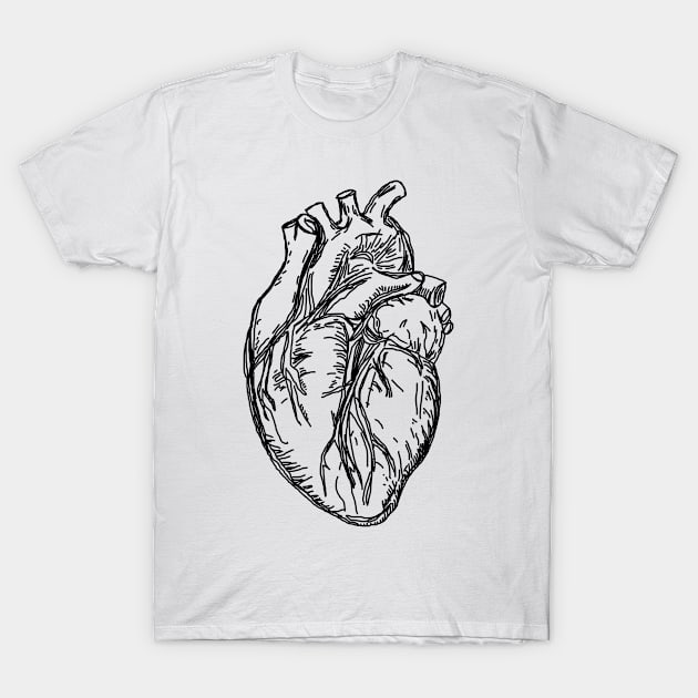 Realistic Heart- Sketch- Heart T-Shirt by Vtheartist